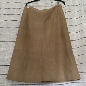 Vintage Y2K Banana Republic - Natural Tan Suede A-line Midi Skirt